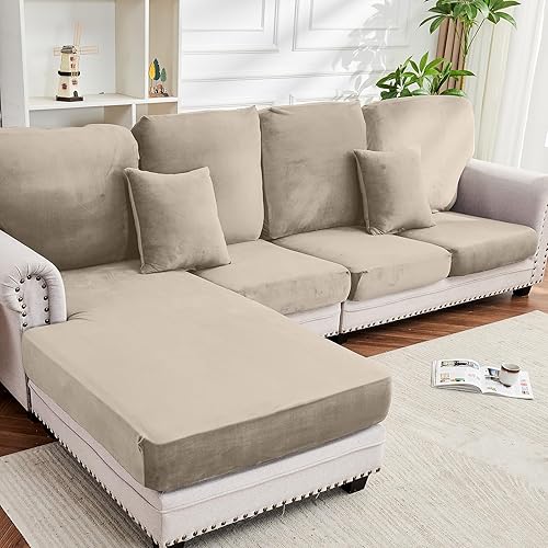 Miniatura 49 de Funda para sofá, funda de cojín de terciopelo elástico de 2 piezas, funda elástica lavable para asiento o respaldo, fundas de asiento de sofá para