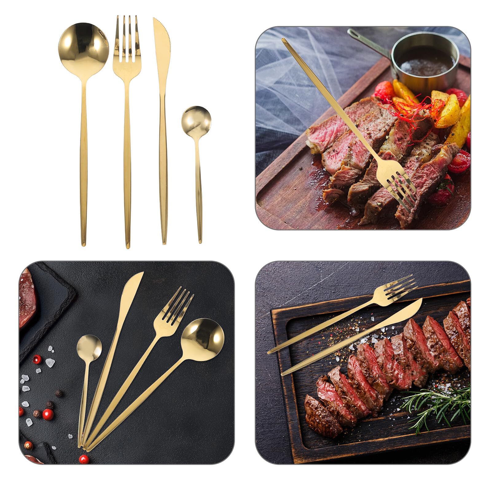 6 set Posate Acciaio Resistenti Vintage per Bistecca e Buffet Posate Western Food con Manici Ergonomici e Design Moderno per Occasioni Speciali