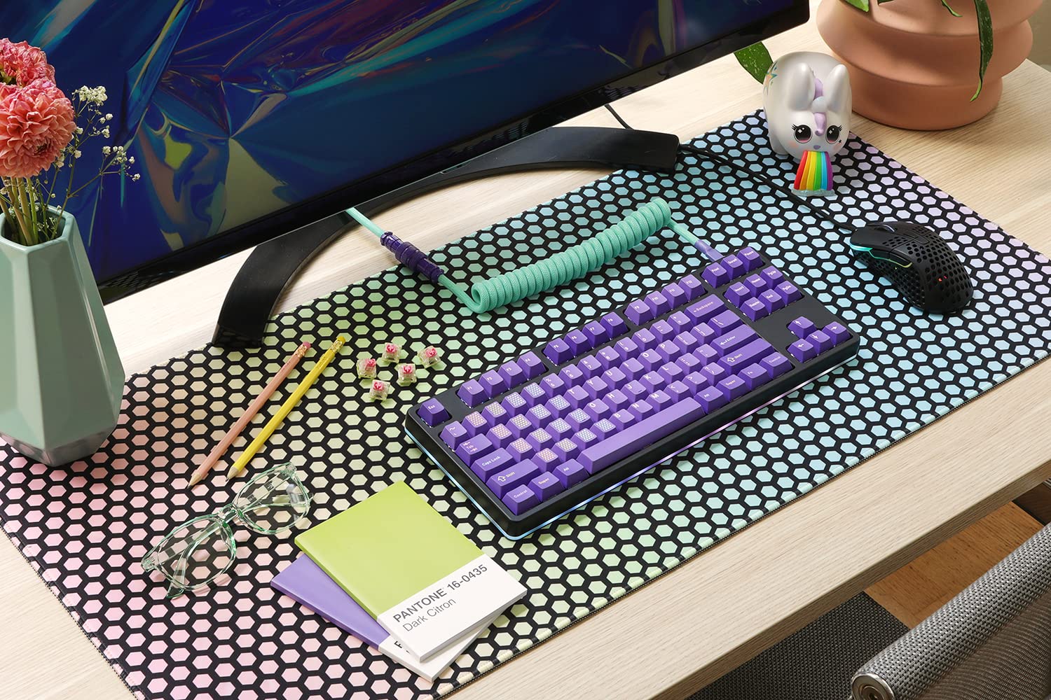 DROP + MiTo GMK Serenity Custom Keycap Set, Doubleshot ABS Cherry Profile, Compatibile con steli e layout Cherry MX Style: 60%, HHKB, 65%, 75%, Tenkeyless, 100% e 1800 layout (kit base), viola