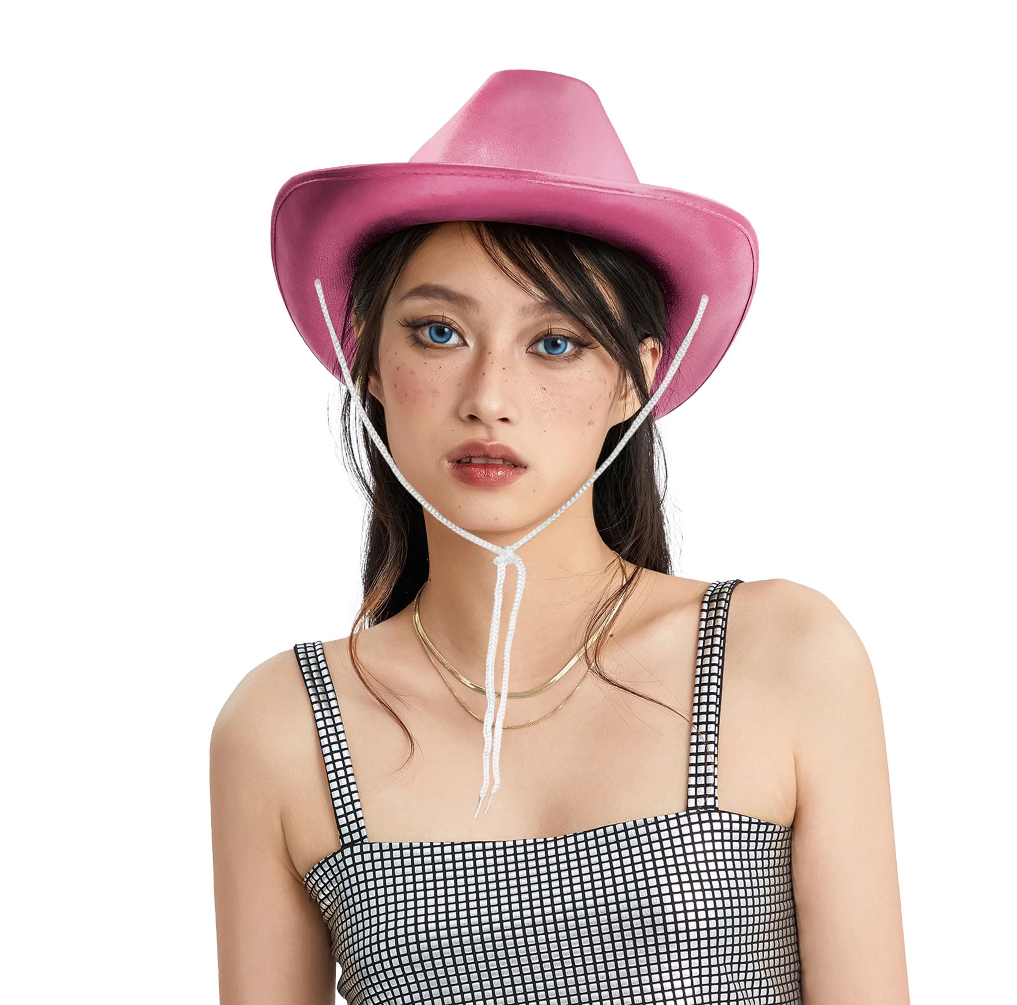WickedFun Pink Cowboy Hat for Men and Women – Unisex Adult Texan Cowgirl Hat Fancy Dress Party Accessory — image 1