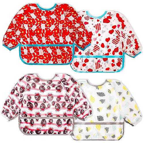 Miniatura 9 de Joyo roy Baberos a prueba de desorden para bebé niña baberos impermeables para bebés de 6 a 12 meses, suaves, lavables a máquina, sin mangas, babero