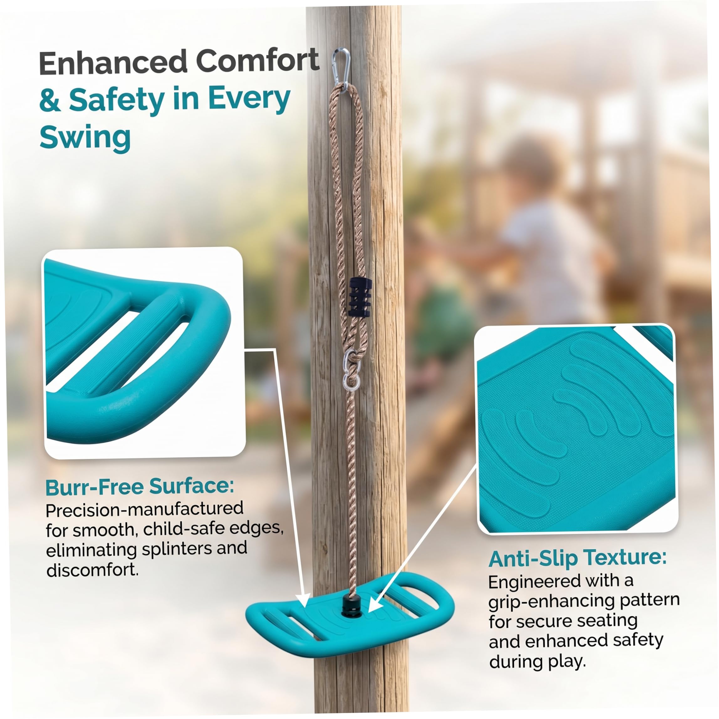 Columpio de árbol Ideal para niños sentados/tirando/de pie Columpio Ideal para Juegos en Interiores y Exteriores Ejercicio Ajustable y Actividad Divertida para niños de 60 Pulgadas