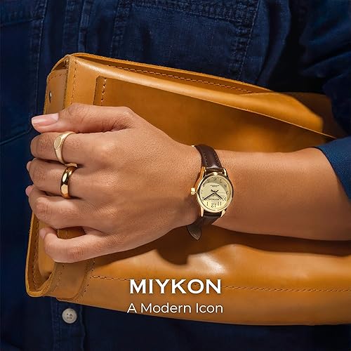 Miniatura 2 de Miykon Dainty Minimalist Dress Watches for Women – Small Easy Reader Analog Watch with Genuine Leather Strap and Second Hand – Japanese Quartz