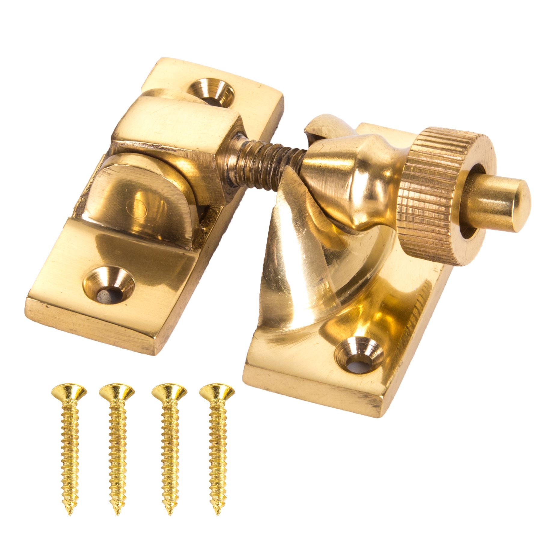 White Hinge White 2X Solid Brass Sash Brighton Window Fasteners - Window Frame Twist Locks/Catches