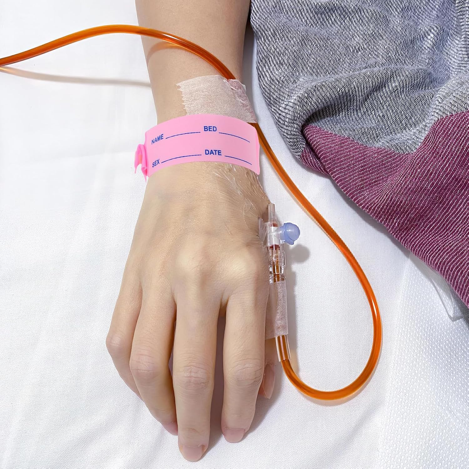Hospital Id Wristbands with Convenience Feature 100pcs for Accurate Patient Identification, PVC Admission Bands Suitable for Adults in Hospital Settings