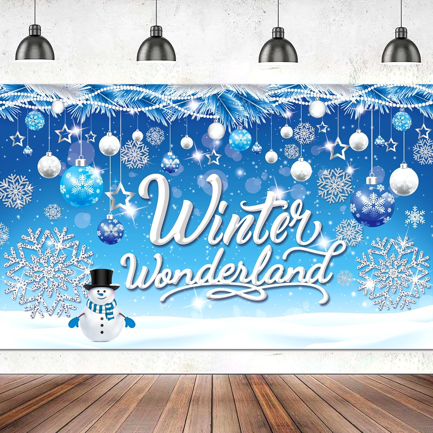 Large 71" X 43" Winter Wonderland Backdrop, Winter Wonderland Decorations for Holiday Party Decorations Indoor Outdoor Banner