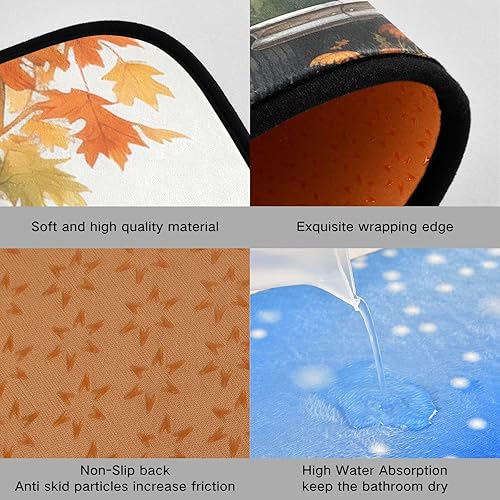 Miniatura 6 de Kitchen Mats for Floor 2 Piece Set Painting Truck Pumpkins Print, Anti Skid Cushioned Water Absorbent Kitchen Rugs Door Mat Floor Mats for Kitchen