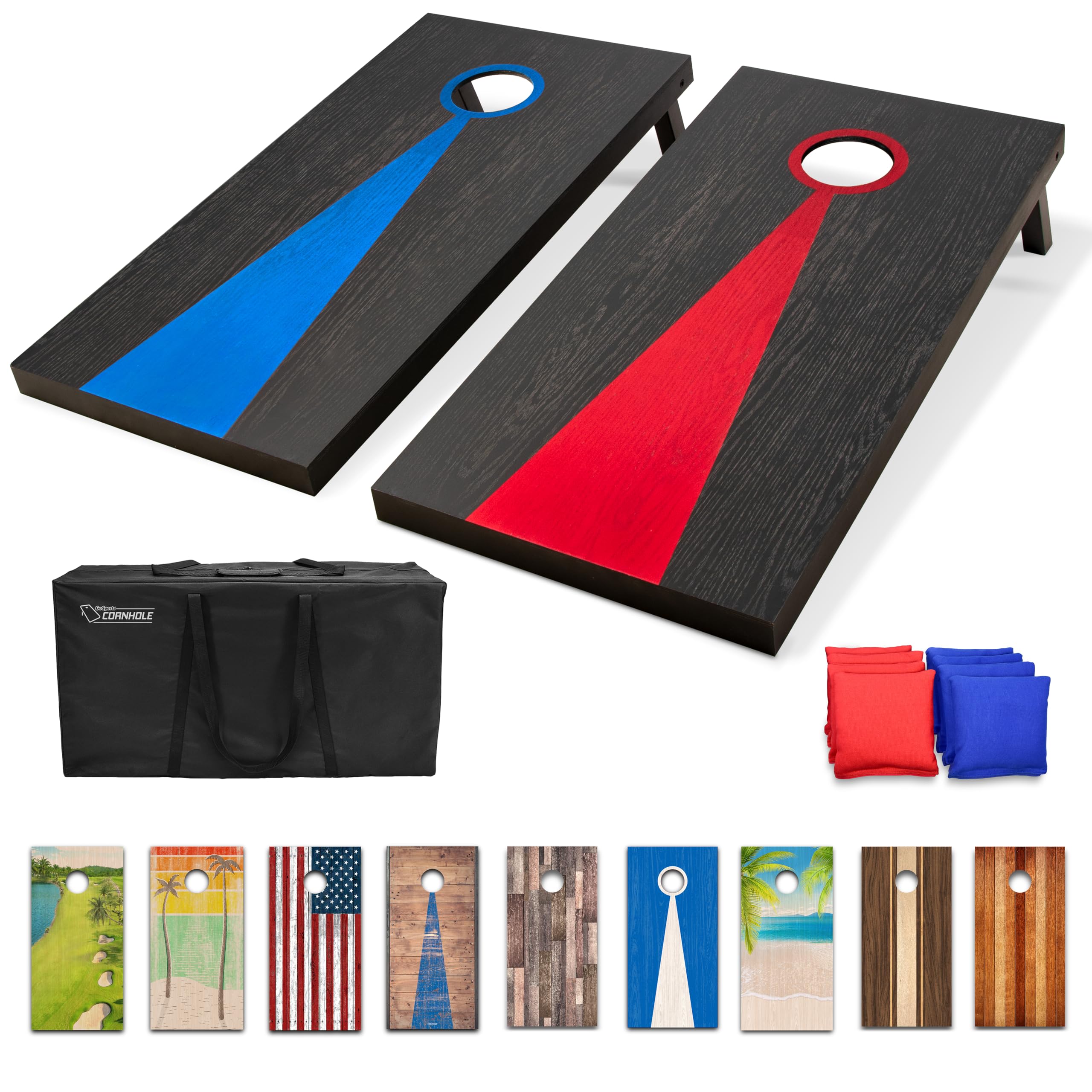 GoSports4 x 2 ft Regulation Size Wood Cornhole Boards - 10 Vintage Wood Designs (Choose Your Style)