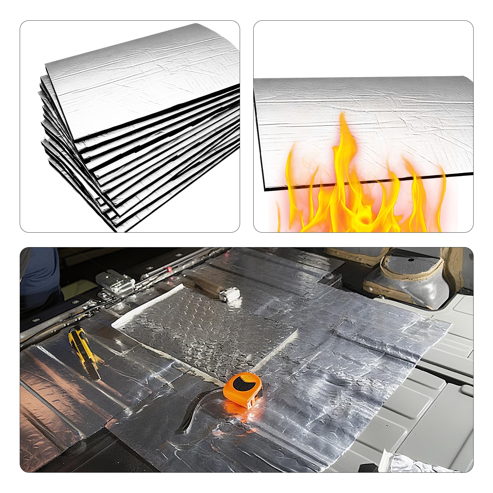 Alubutilo Auto Aislamiento – 15 x Esterilla aislante autoadhesiva 250 x 180 x 5 mm – Aislamiento acústico y protección contra el calor para vehículos – Placas de aluminio impermeables con