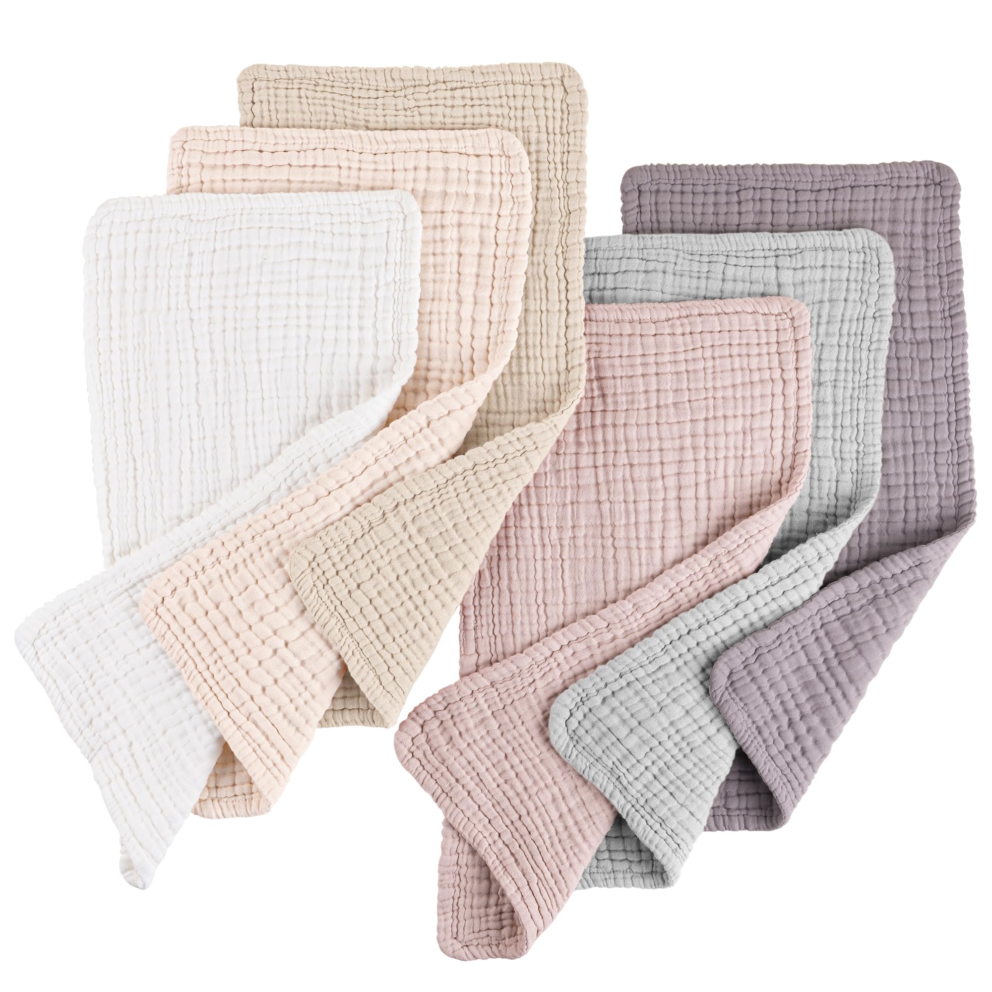Konssy Muslin Baby Burp Cloths 6 Pack, Soft Absorbent 100% Cotton Burping Clothes for Newborns, Baby Boys and Girls, Unisex