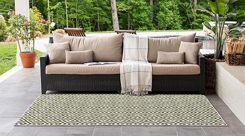 Miniatura 5 de Rugs.com Jill Zarin Outdoor Collection Alfombra  9 x 12 pies alfombra de tejido plano beige perfecta para salas de estar, comedores grandes y planos