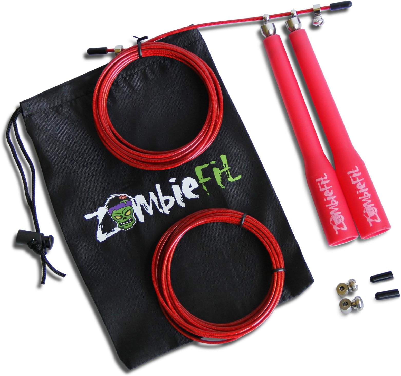 ZombieFit Speed Jump Rope Premium Quality - Made with 360ÃƒÆ’Ã¢â‚¬Â¹Ãƒâ€¦Ã‚Â¡ Ball Bearing for Consistent Spinning - Durable - No Kinks - Perfect for Crossfit Training Cardio MMA (Red)