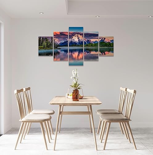 Miniatura 4 de SKASNFAI Grand Teton - Lienzo decorativo para pared, parque nacional Wyoming, puesta de sol, naturaleza, montaña, arte enmarcado para sala de estar,