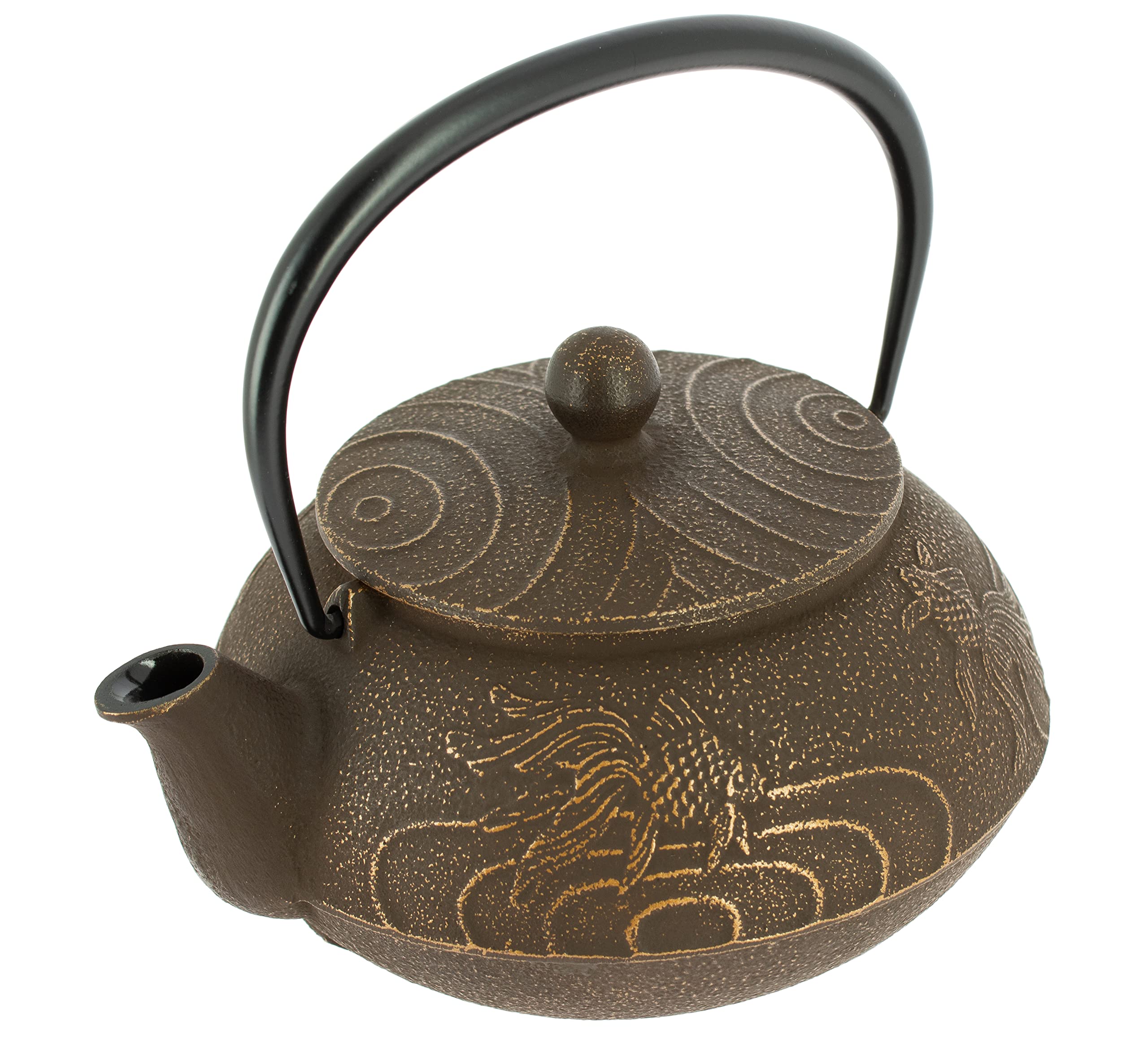 lwachu Nanbu Tekki Tetera Kingyo Marrón-Dorada 650 ml, Hierro Colado de Japón