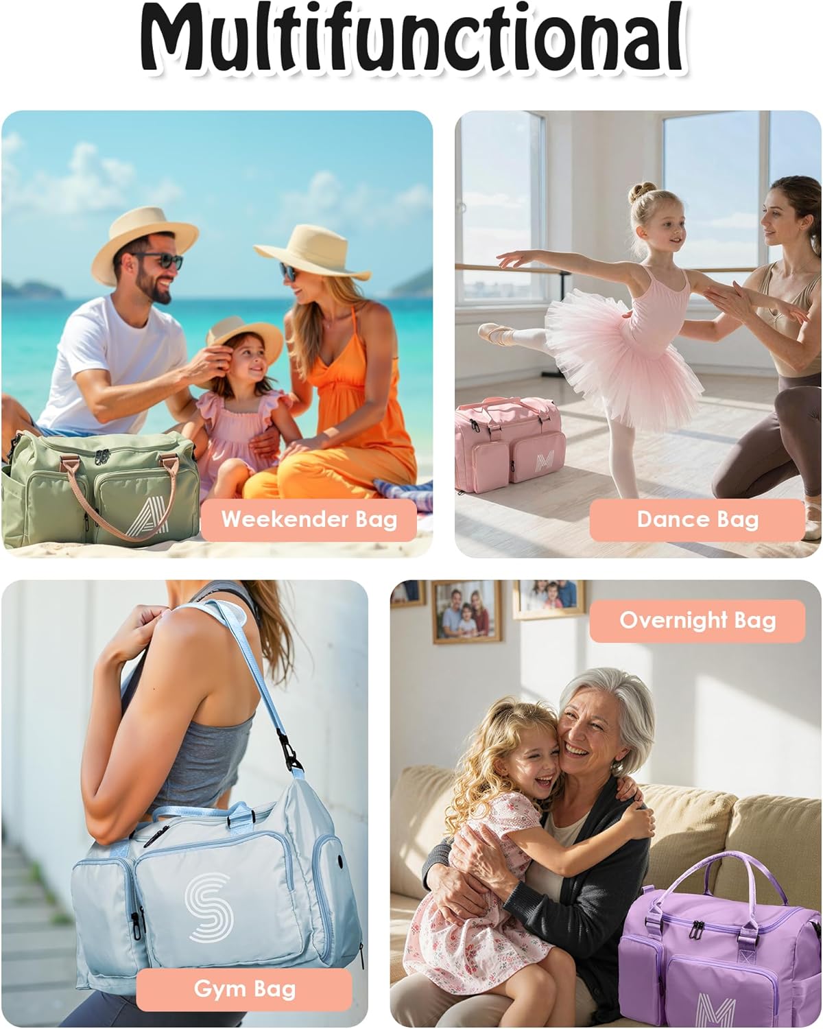 Elilier travel bag for teen girls, Birthday Gifts for Girls, Boys, Teens - Monogram Overnight Bag, girls suitcase