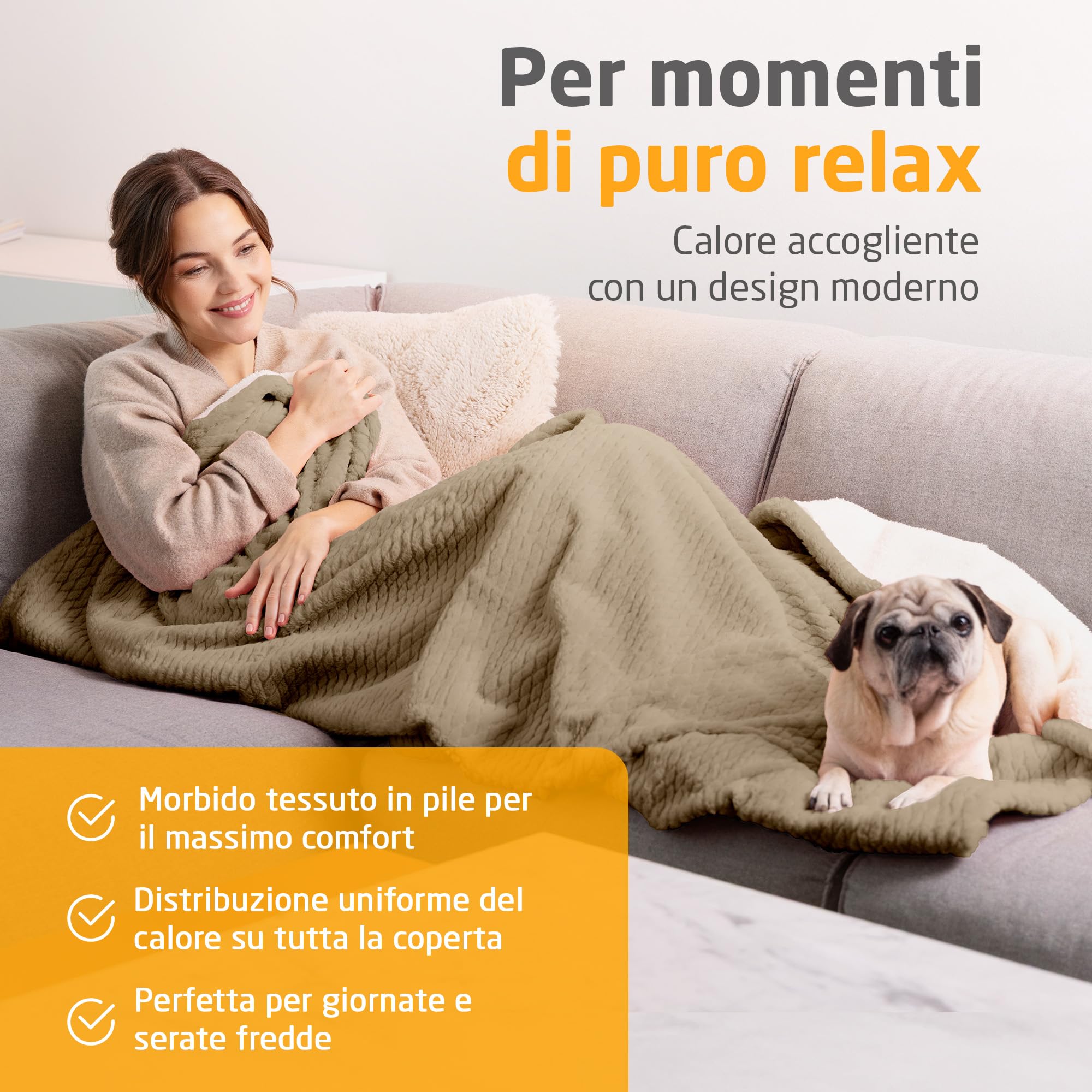 medisana HB 419 coperta termica elletrica, coperta riscaldante morbidissima | con 9 livelli di calore, scaldino elletrico extra morbido con spegnimento automatico, protezione contro surriscaldamento