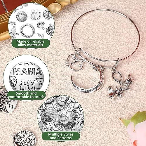 Miniatura 2 de Batiyeer 200 dijes mixtos de plata tibetana para hacer joyas, joyería suave y tibetana de metal plateado para hacer accesorios, collares, joyas,
