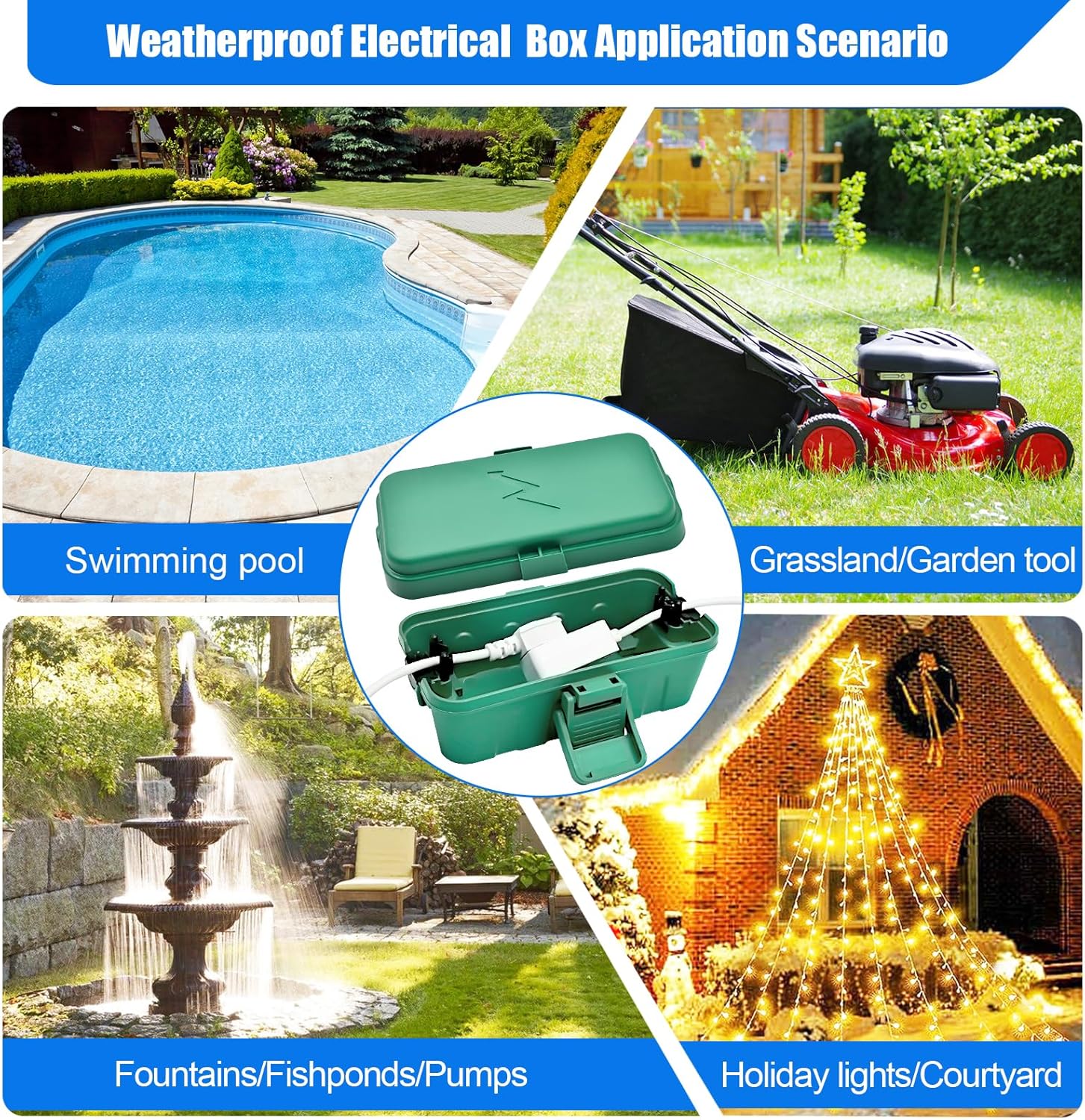 Hrensaw 3PCS Small Weatherproof Electrical Connection Box(Inner 5.5x3x2.2inch),Outdoor Electrical Box,Waterproof Extension Cord Covers for Plug, Extension Cables, Holiday Lights,Green