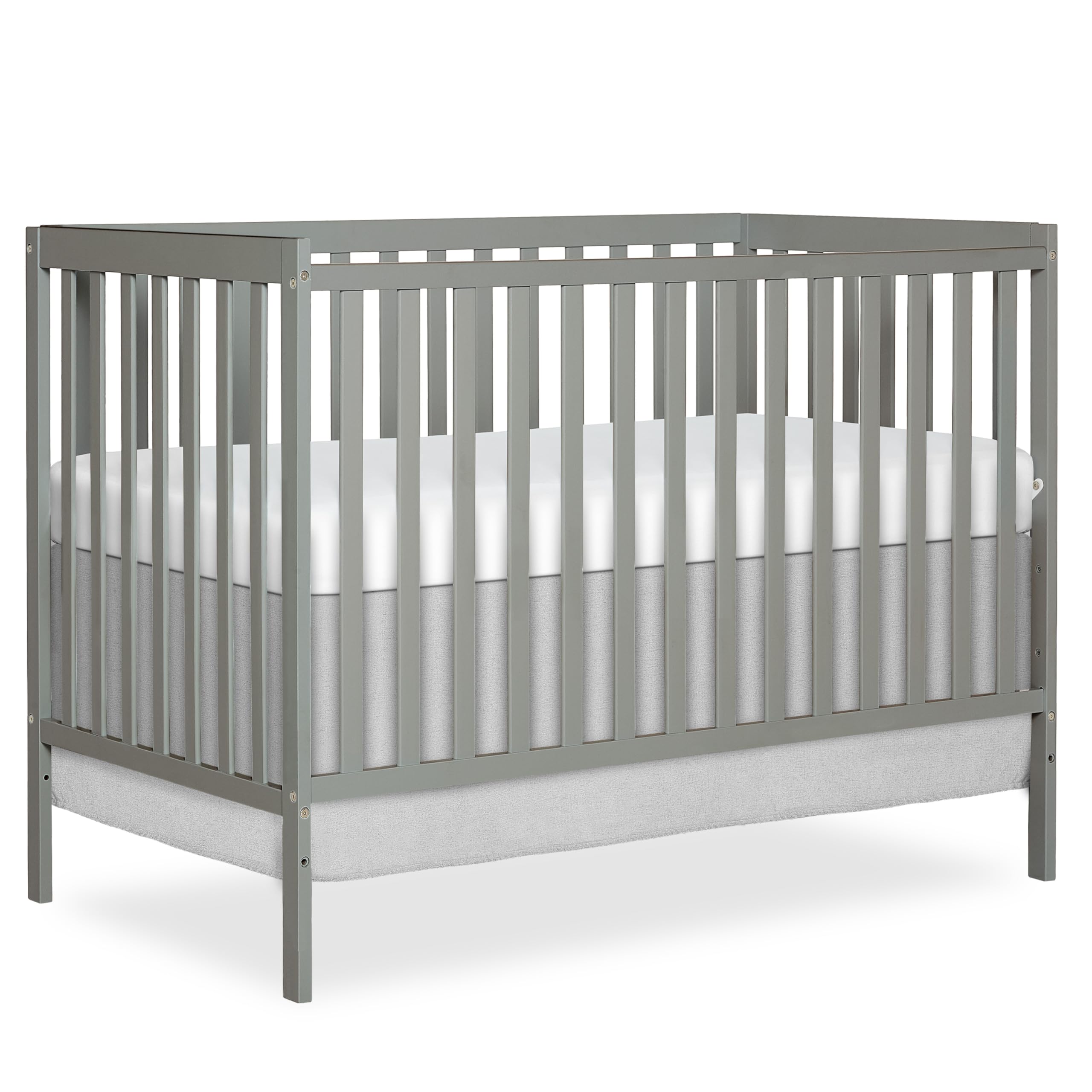 Dream On Me Synergy 5-in-1 Convertible Full-Size Baby Crib with Toddler, Day & Full Bed Conversion in Cool Grey, GreenGuard Gold & JPMA, 3 Mattress Heights, Sustainable Pinewood