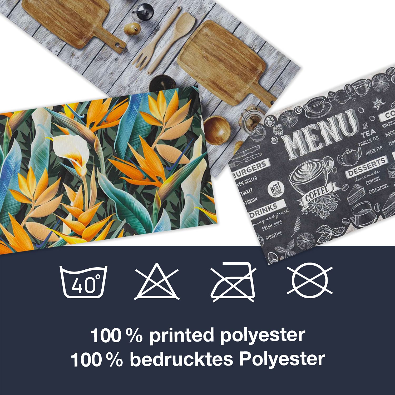 WohnDirect Küchenteppich waschbar 50 x 250 cm - für Innen bis 10m Länge - rutschfest + zuschneidbar - Küchenmatte, Fußmatte, Küchenläufer - leicht abwaschbar