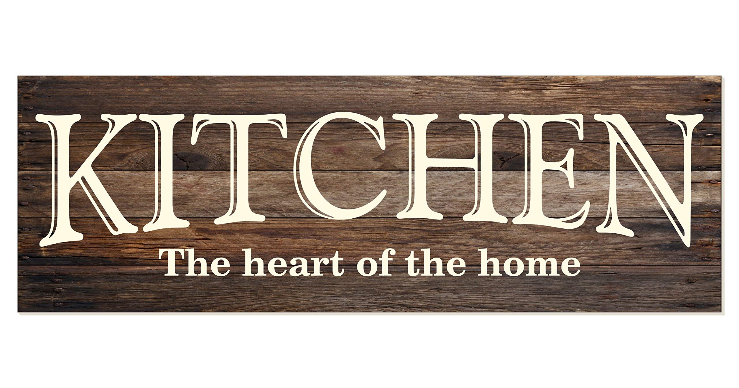 Kitchen The Heart of The Home Brown Wood Rustic Style Wall Décor Sign 12x36