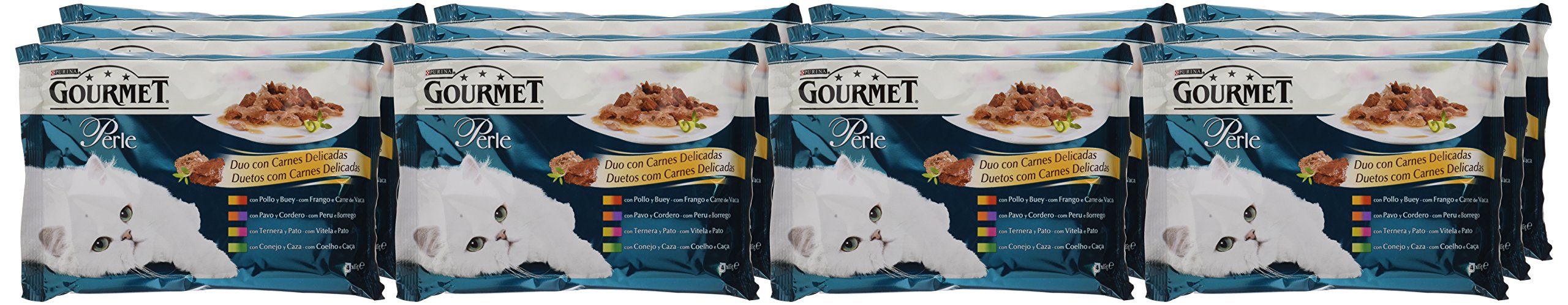 Purina Gourmet Perles Fines Feuilles Duo Nourriture pour Chat viandes délicates 12 x [4 x 85 g]