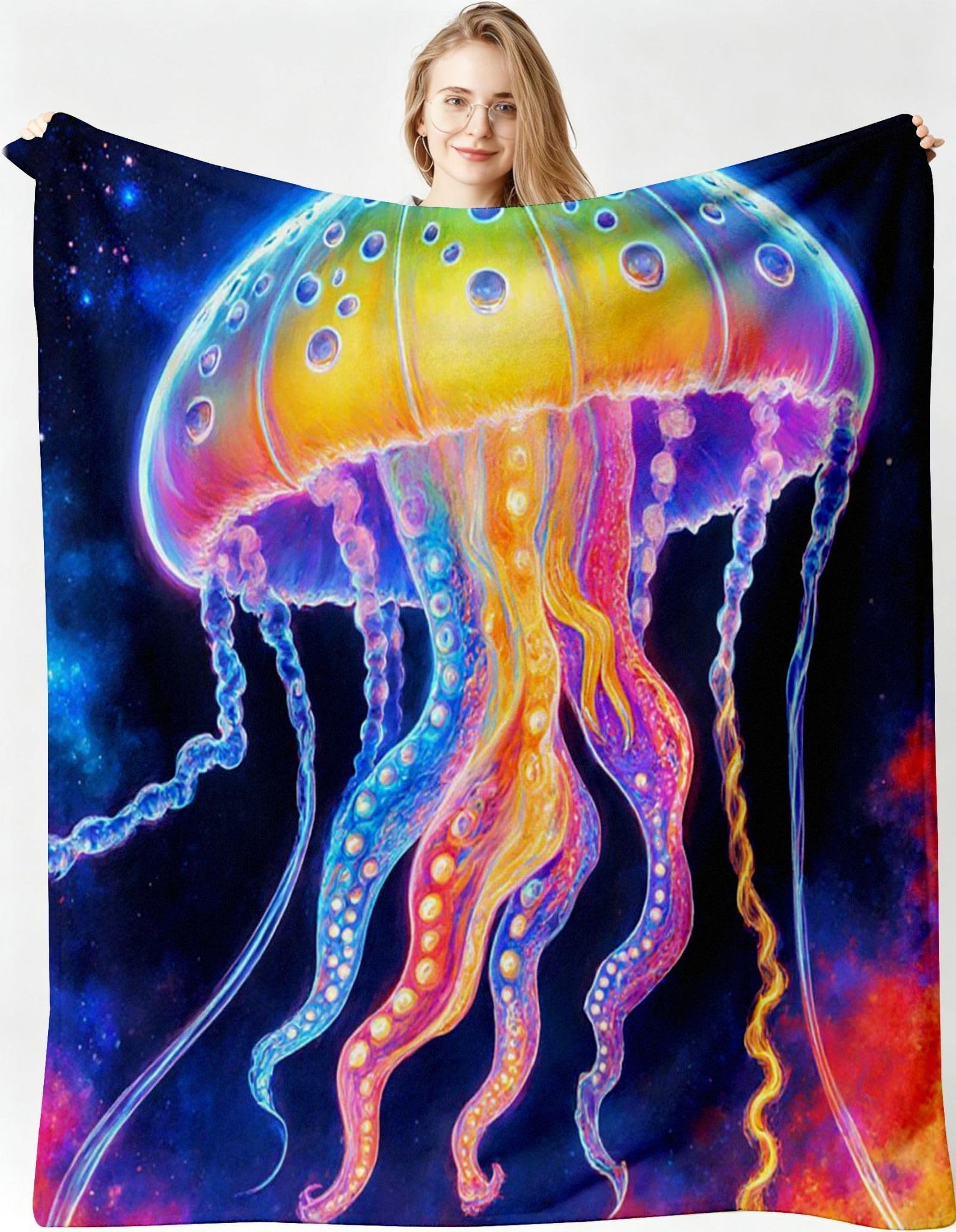 Manta 220x240 cm Mujer Azul Franela Polar para Cama 135/150-A162