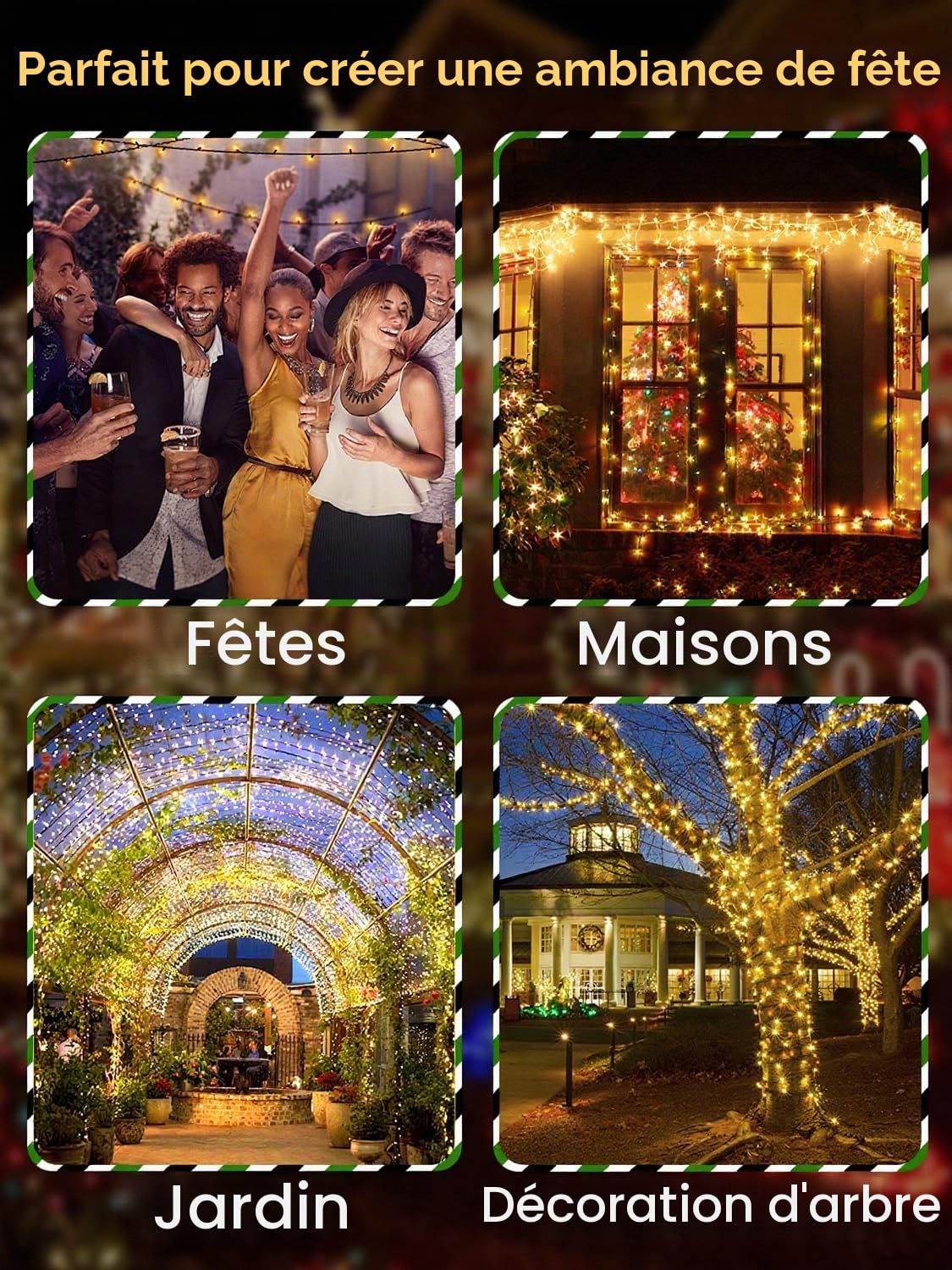 CGN Guirlande Lumineuse Exterieure de Noël, 105M 1000 LED Guirlande Lumineuse Sapin Intérieur et Extérieure Étanche IP65, 8 Modes avec Télécommande Lumières Décoration Noël pour Jardin Fête Mariage