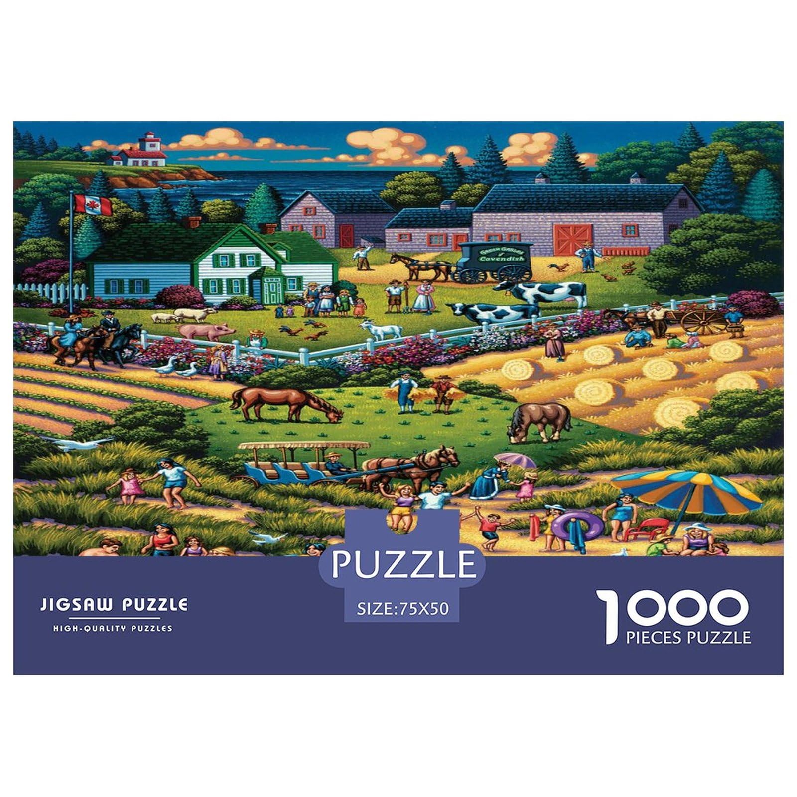 Puzzle 1000 Pezzi MOJIGE 'Small Town Scenery', Paesaggio Cittadino Colorato, 70x50 Cm, Per Adulti E Famiglia - 2
