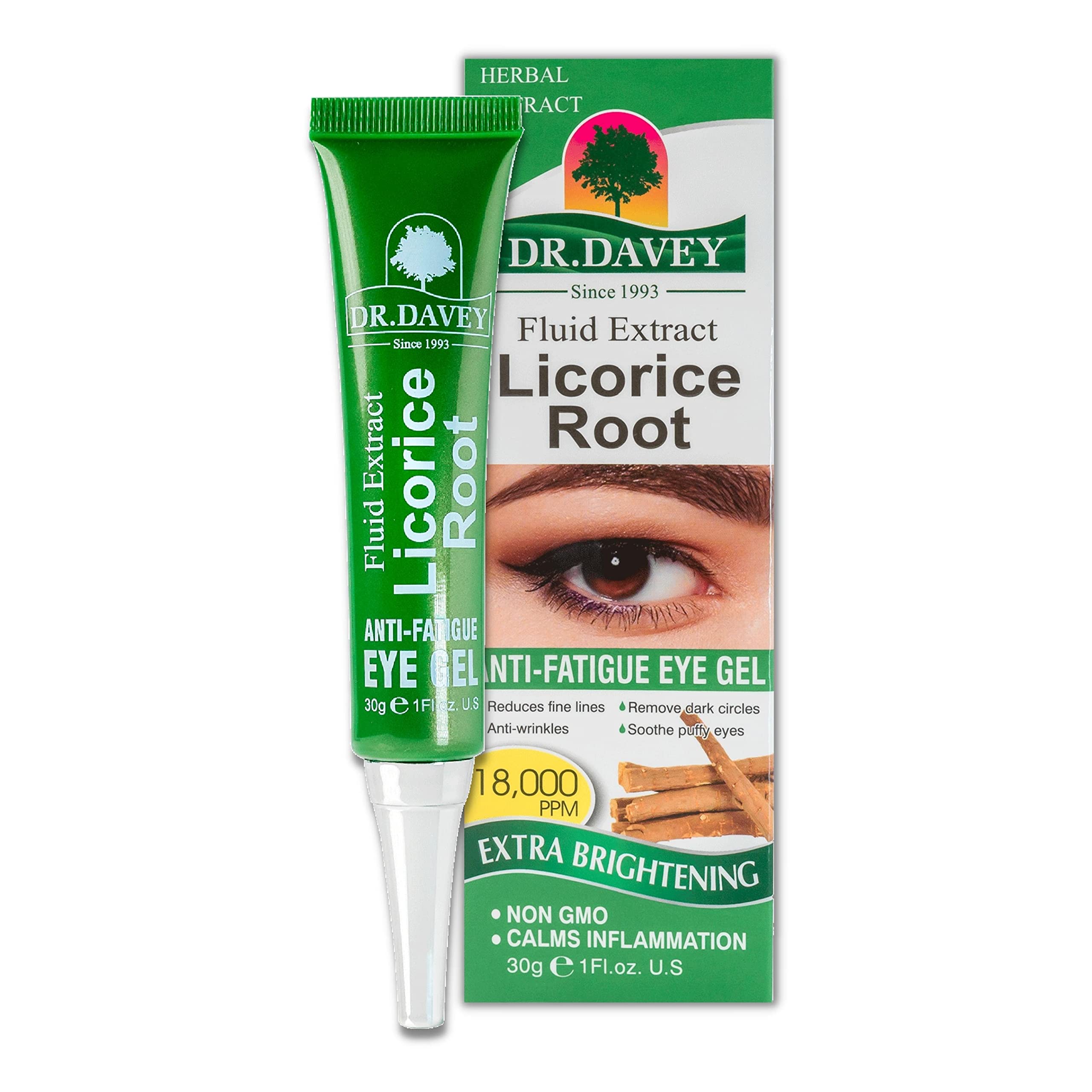 Licorice root Anti-Fatigue Eye Gel Treatment - Under Eye Cream for Dark Circles and Reduces Fine Line - Eye Gel Treatment For Women & Men - Anti Wrinkles - Soothe Puffy Eyes (30g)