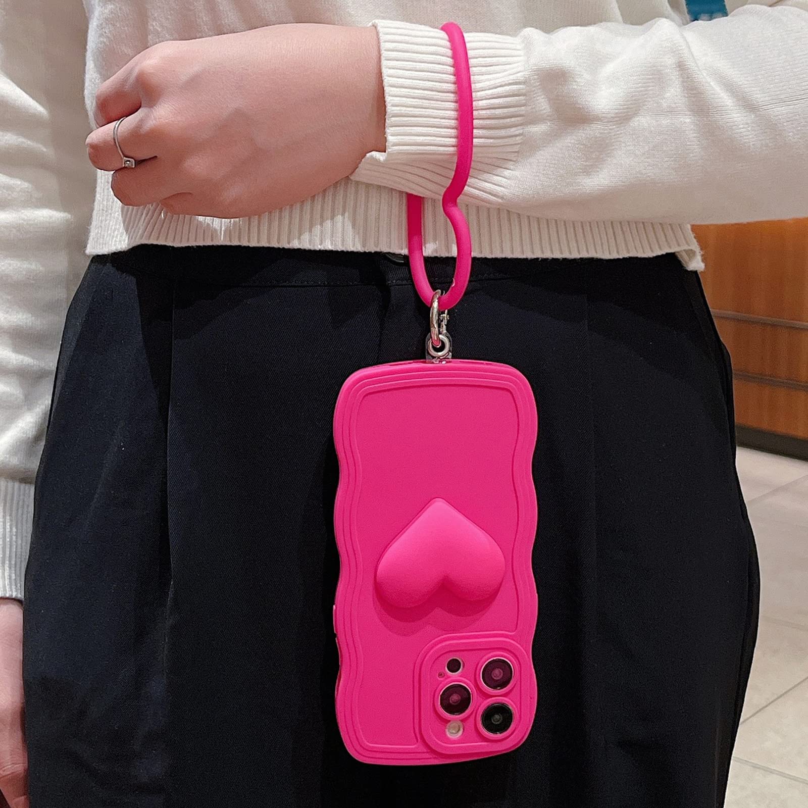 Amazon.co.jp: YWYUHE ホットピンク ハート スマホケース iPhone 13