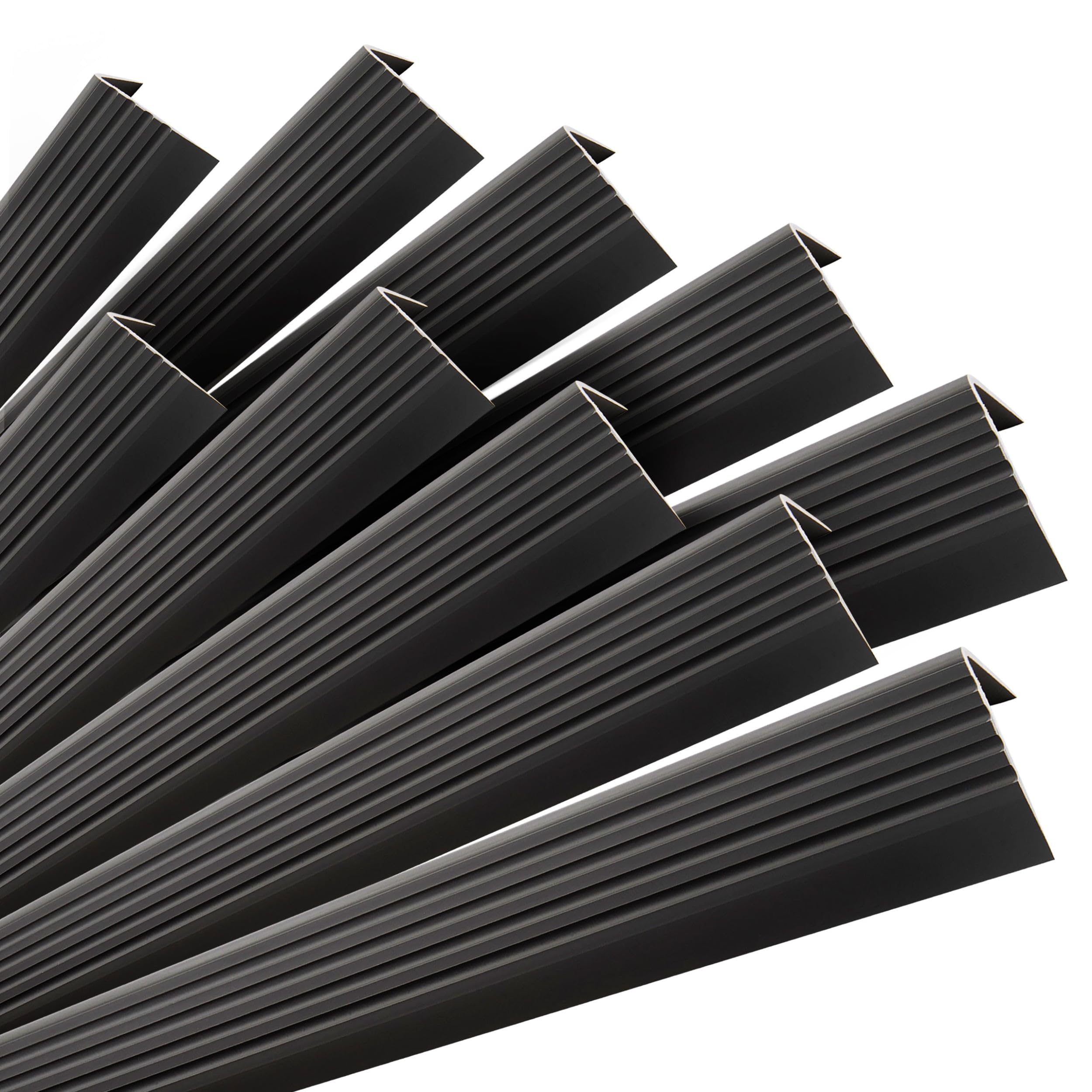 Quest Stair Nosing Profile Self-Adhesive PVC Plastic Stair Edge Protection 50 x 42 mm (Black, 10 Set)