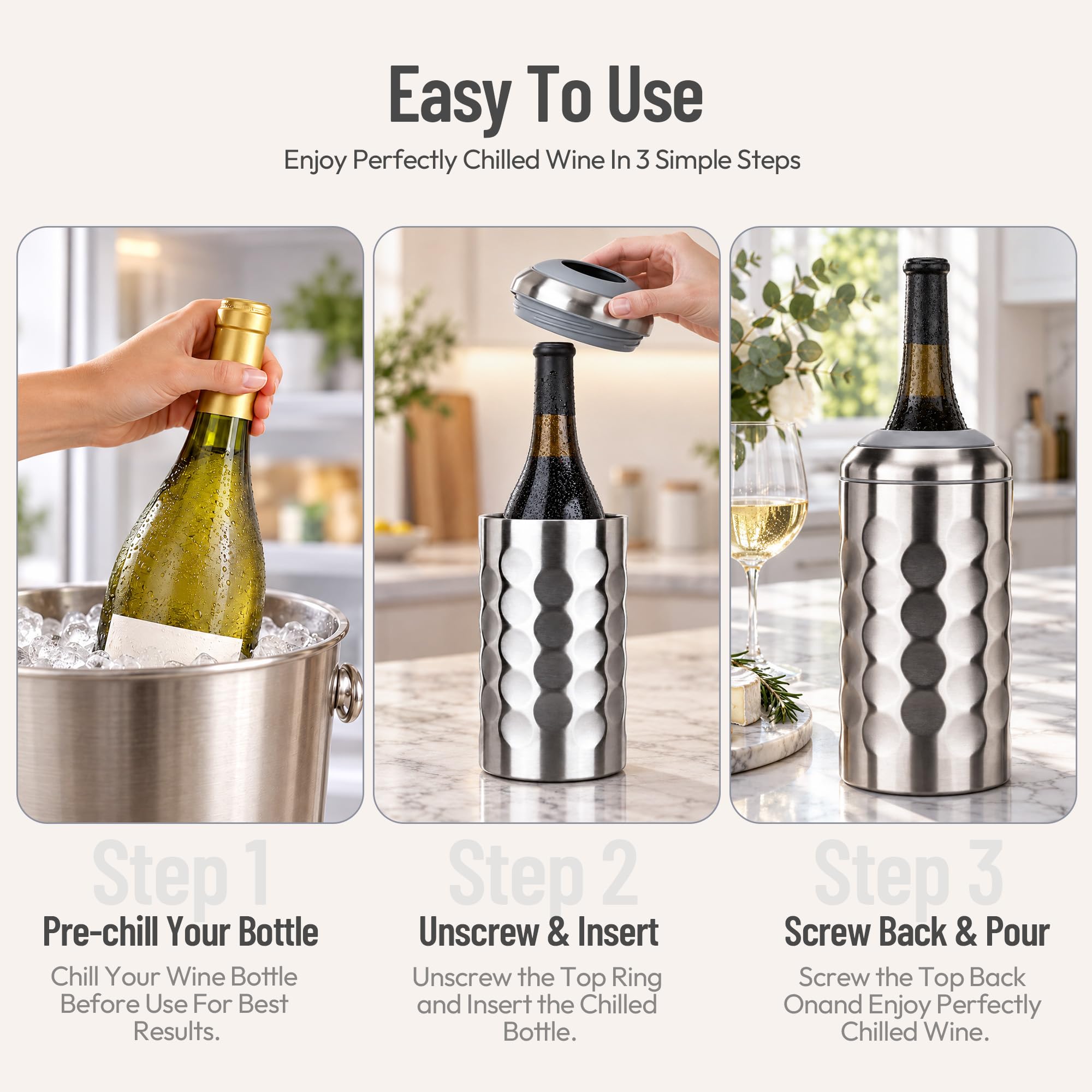 Wine Chiller Single Bottle Stainless Steel Iceless Cooler insulated Wine Bottle Keep Wine Cold up to 6 Hours Fits Most Wine Bottles Gift for Wine Lovers Rapid and Portable — Amazon image 6