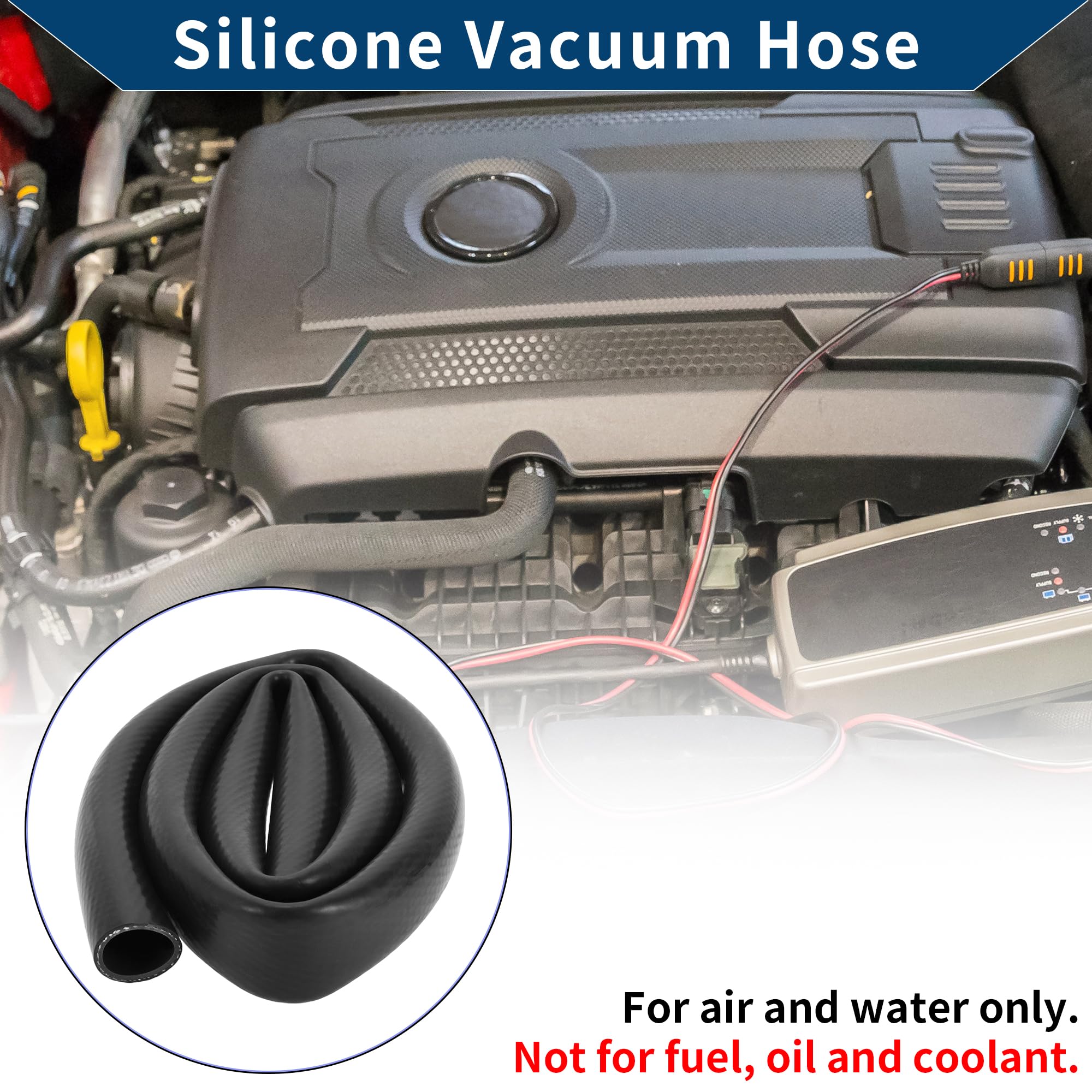 Tubo in Silicone per Aspirazione Automobilistica Linea di Aspirazione ad Alta Temperatura 4.9Ft 1" 25mm ID 3mm Spessore 1 Pezzo Nero 130PSI Pressione Massima