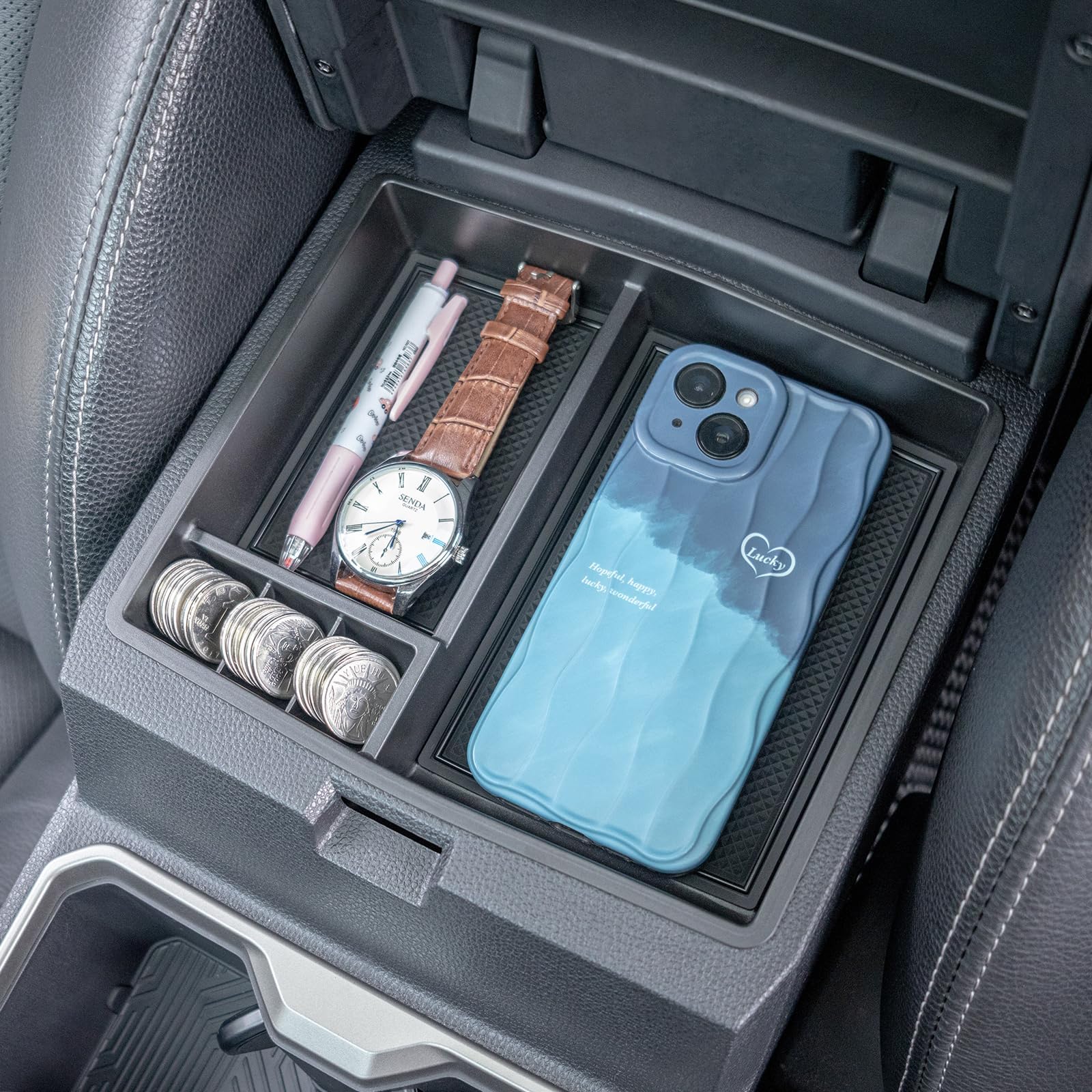 JKCOVER OEM Fit 2024 2025 2026 Tacoma Center Console Organizer Tray Compatible with 2024-2026 Toyota Tacoma(4th Gen) Accessories ABS Plastic Storage Box（Patented Design）