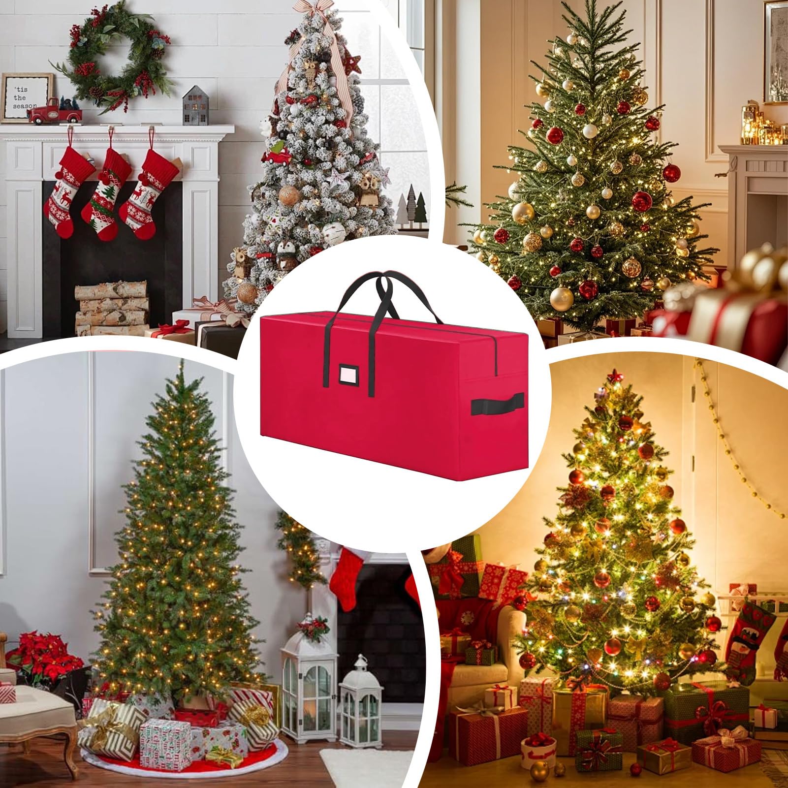 Sac de Rangement pour Sapin de Noël Sac de Transport Imperméable | Housse Renforcée pour Arbre Artificiel pour Université Cuisine Chambre Garage Salon Déménagement Camping Emballage