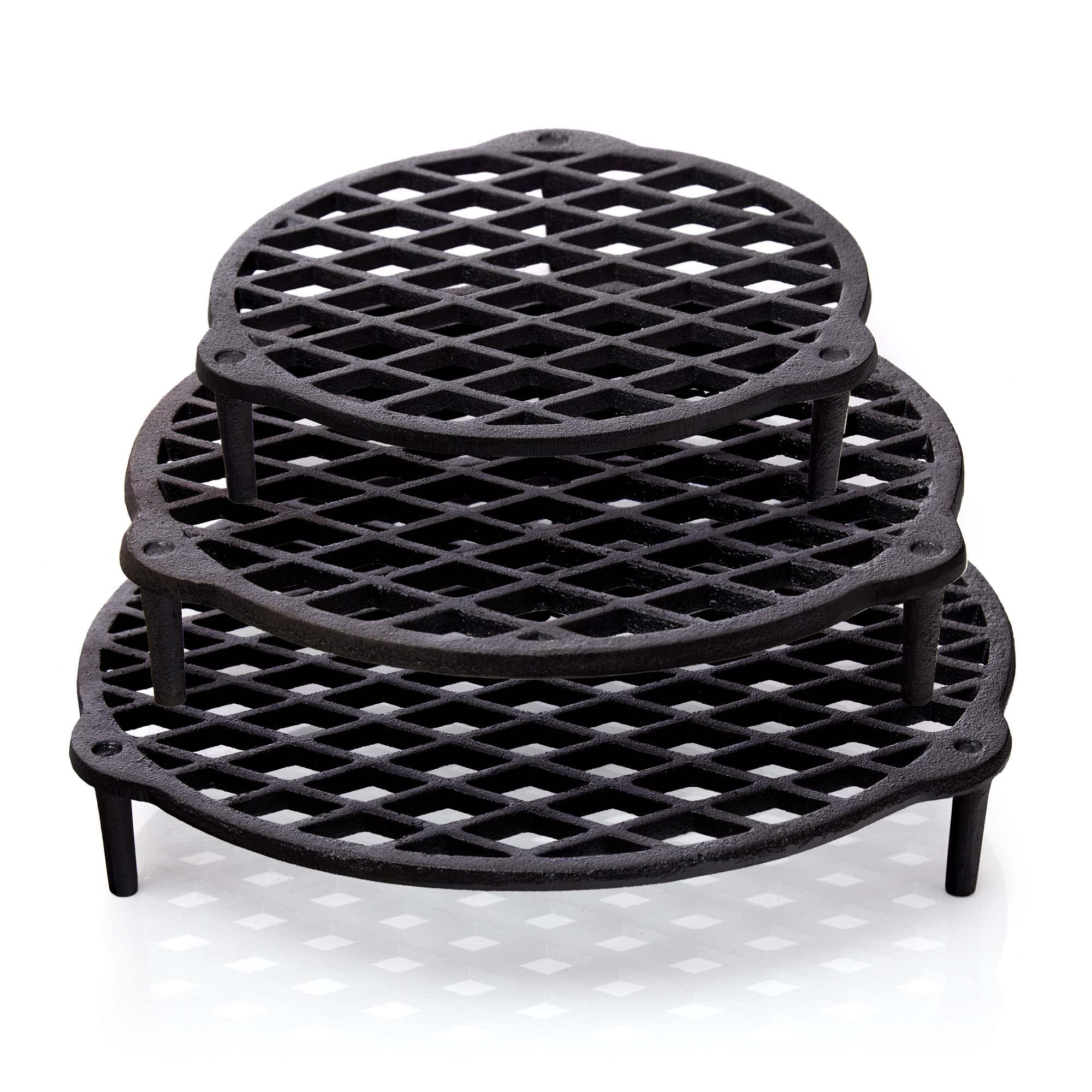 BBQ-Nerd© - Griglia impilabile in ghisa, diametro 22 cm, per pentola da 4,2 l, inserto per cottura a vapore in forno olandese