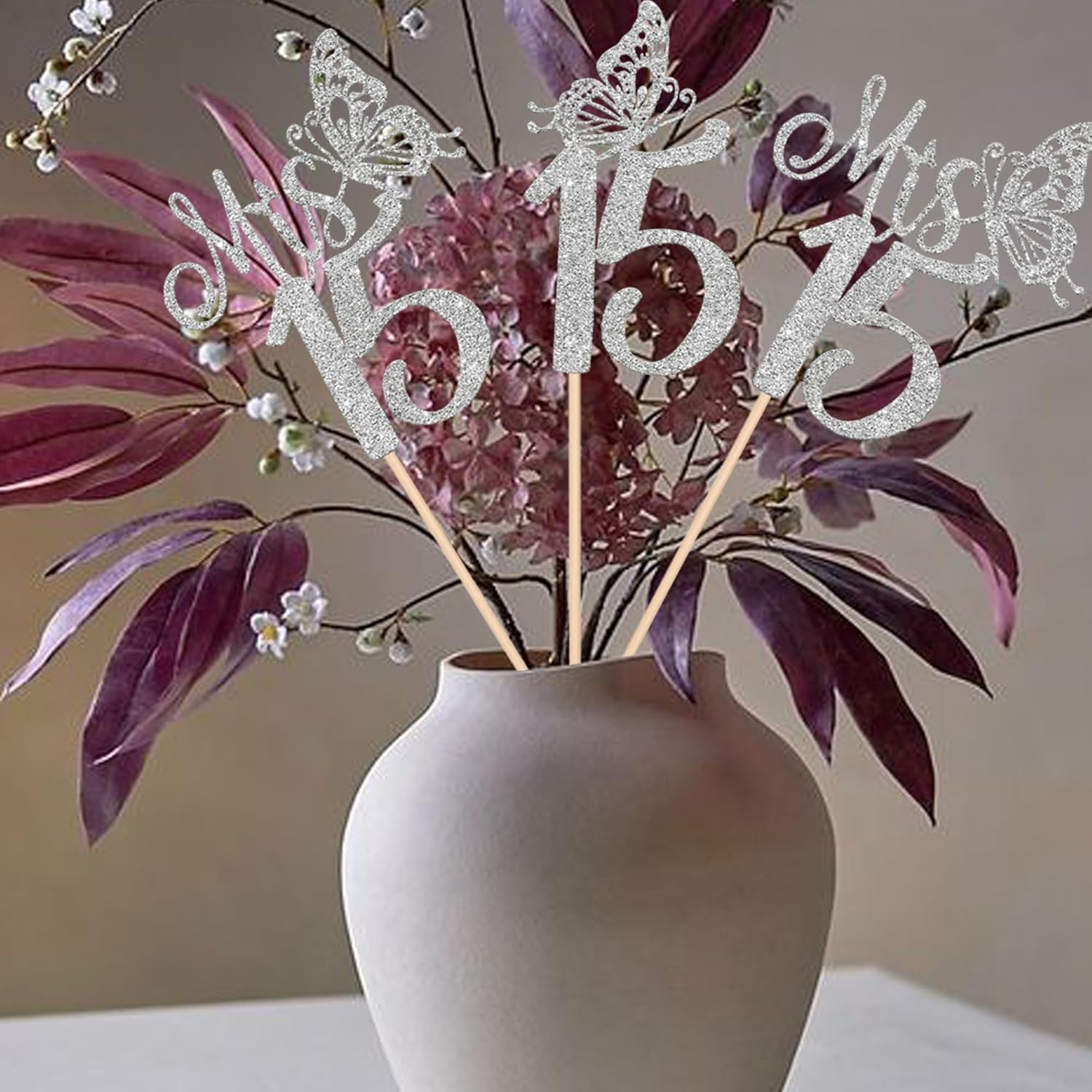 12 Pack Happy 15th Birthday Party Decorations, Mis 15 Centerpiece Sticks for Table, Hello 15 Fabulous Table Toppers, Cheers to 15 Years Old Birthday Anniversary Party Decotations Silver - Image 3