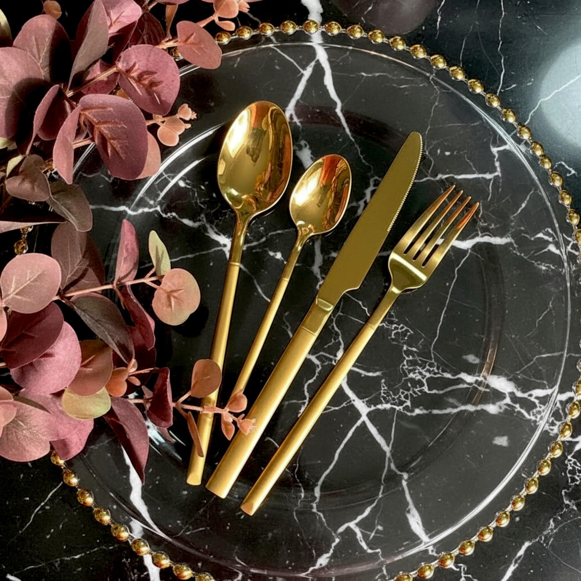 XL Teller, B-WARE, Unterteller aus Glas 32 cm mit Goldrand (1), 6x Glasteller Untersetzer mit Perlen, Extra Groß, Platzteller Dekoteller Servierteller für Hochzeiten, Taufe, Geburtstag, Weihnachten