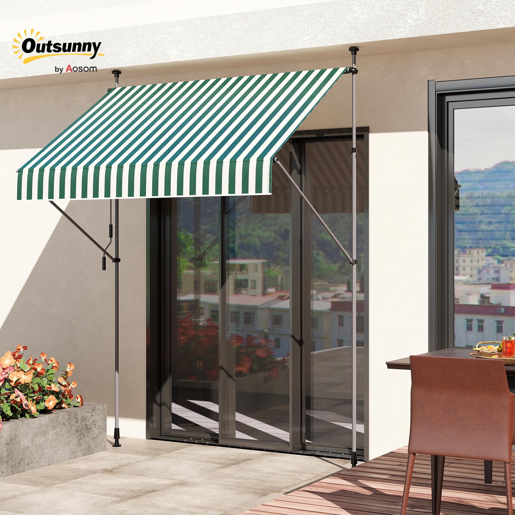 Outsunny Tenda Da Sole Avvolgibile A Manovella 3x2.5m Rosso Scuro | Italy - 10