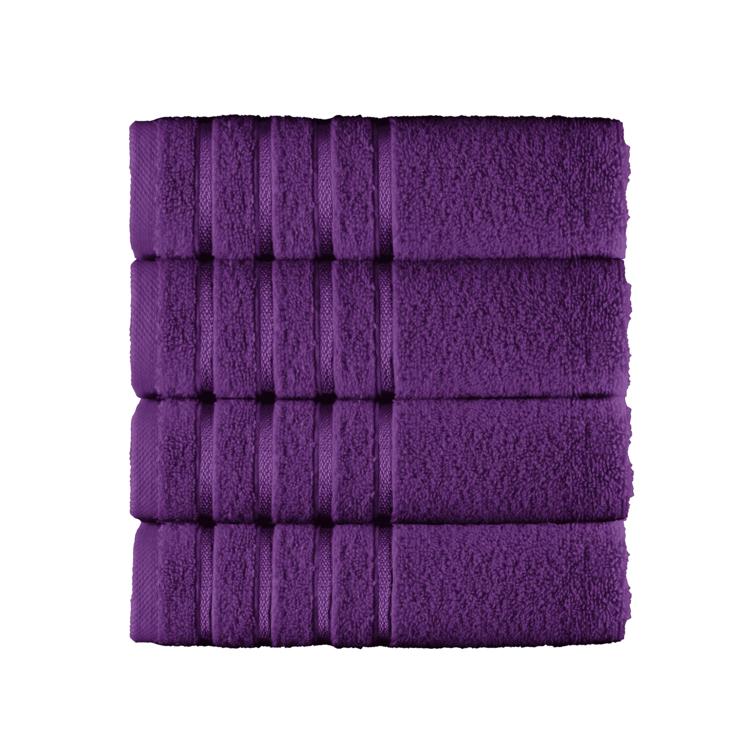Elegant Comfort 100% Turkish Cotton 4 Lines Viscose Stripe Luxury 4 Pack Hand Towel Set - Ultra Absorbent and Soft 16 x 28 Inch Premium Hotel Spa Quality Towels for Everyday Bath Use, Purple