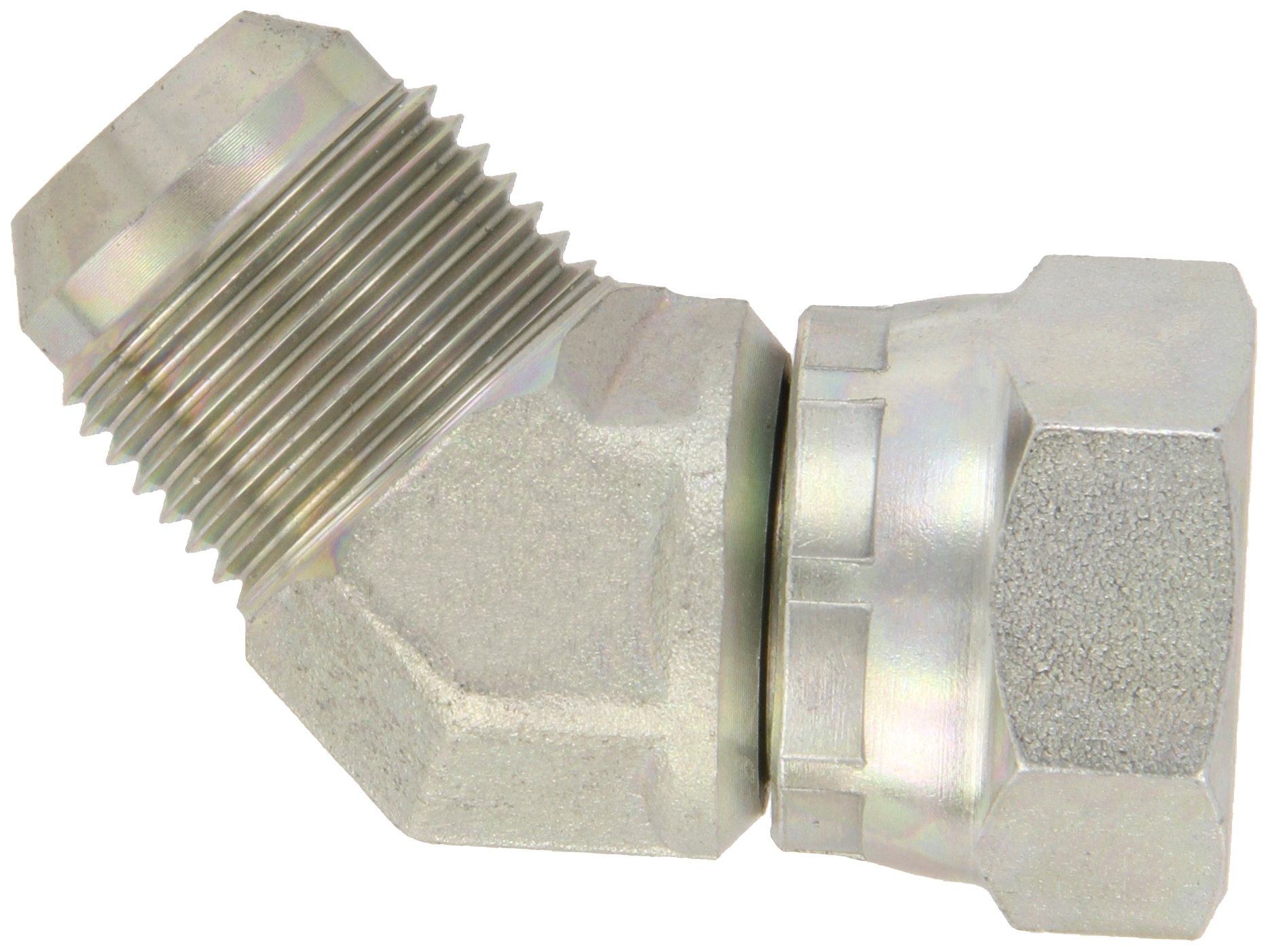 EATON Aeroquip 2070-12-12S 45 Degree Swivel Nut Elbow, JIC 37° End Types, Carbon Steel, 3/4 JIC(f) x 3/4 JIC(m) End Size, 3/4