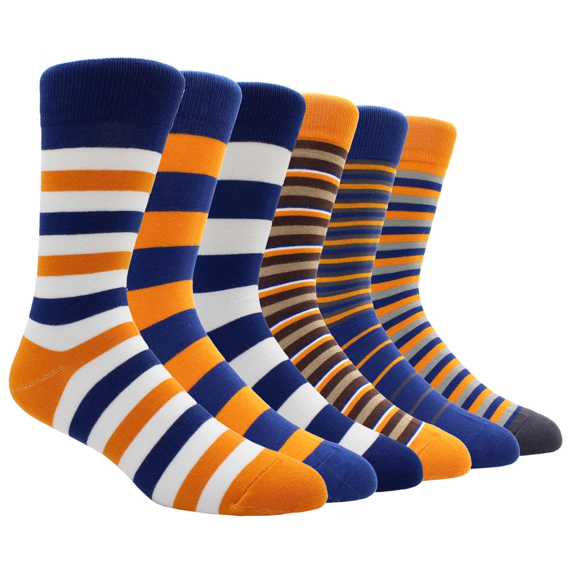 TOEJYJ Mens Fun Dress Socks, Pattern Funny Casual Socks Pack, Colorful Striped Cotton Novelty Socks Size 10-13