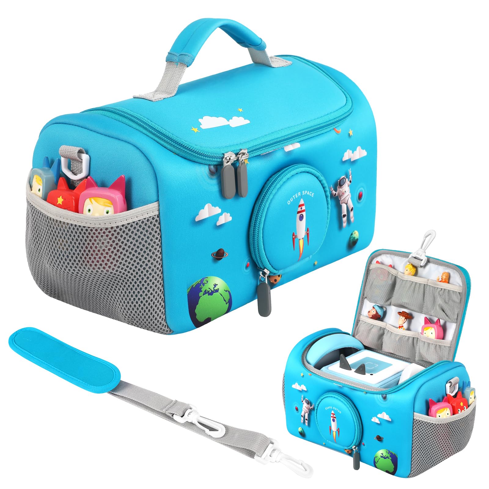 OUKNAK Carrying Case for Toniebox Starter Set Storage Carrier Bag for Toniebox 2 Audio Player Carrying Box for Toniebox Accessories Travel Carrying Bag for Toniebox (Blue)