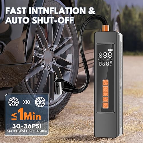 Miniatura 2 de Compresor de aire portátil para inflador de neumáticos, compresor de aire portátil 5 veces más rápido para neumáticos de automóvil con batería