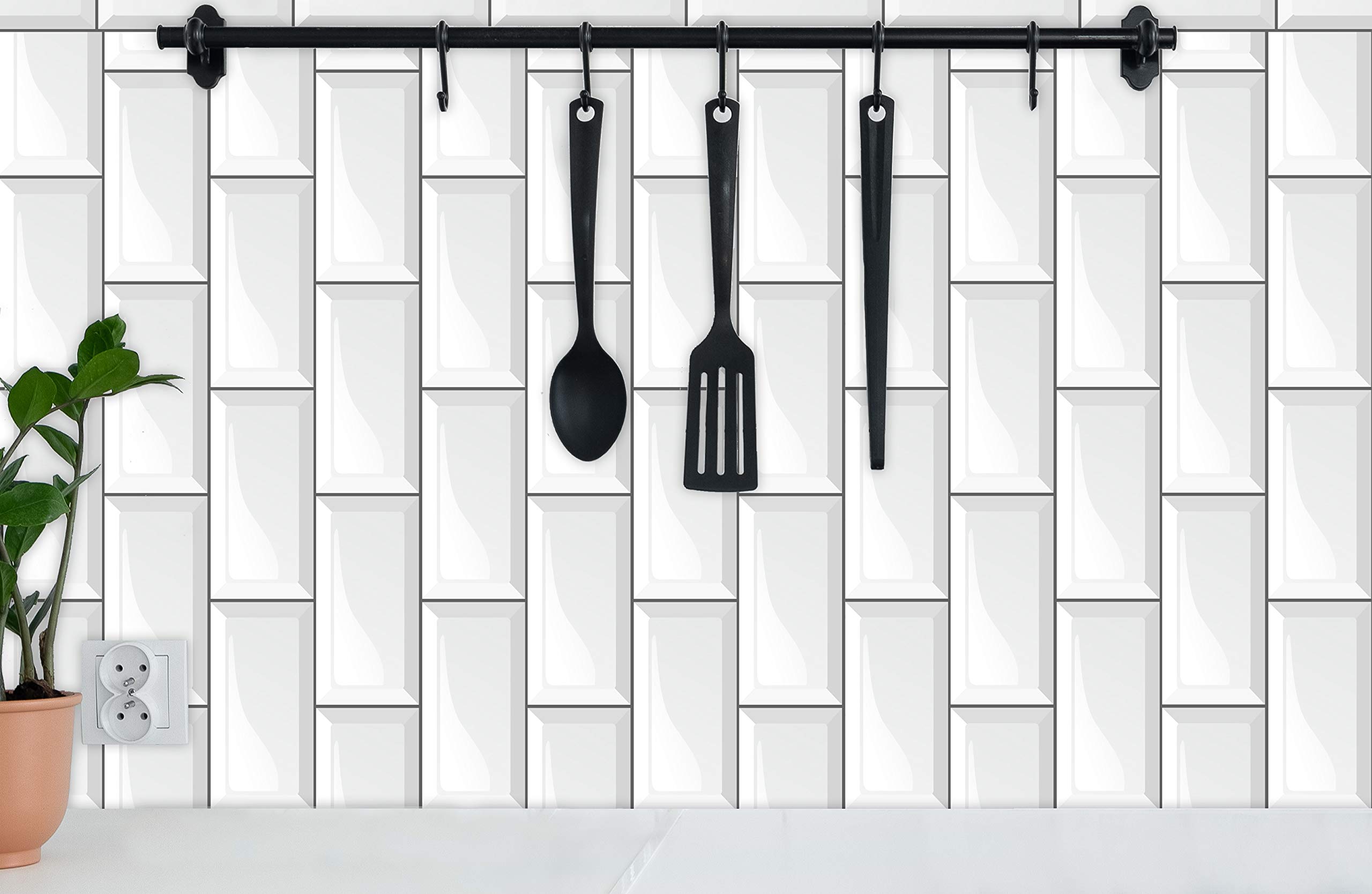 Oedim - Adesivi in vinile effetto piastrelle del Metro di Londra (Subway Titles) | Vinile ecologico | Vinile laminato lucido | 5 panni da 105 x 60 cm | Protezione, decorazione parete cucina |