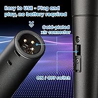 Vista 3 de Perrycom Micrófono vocal dinámico profesional con interruptor de encendido y apagado, micrófono de metal cardioide de mano para cantar, compatible