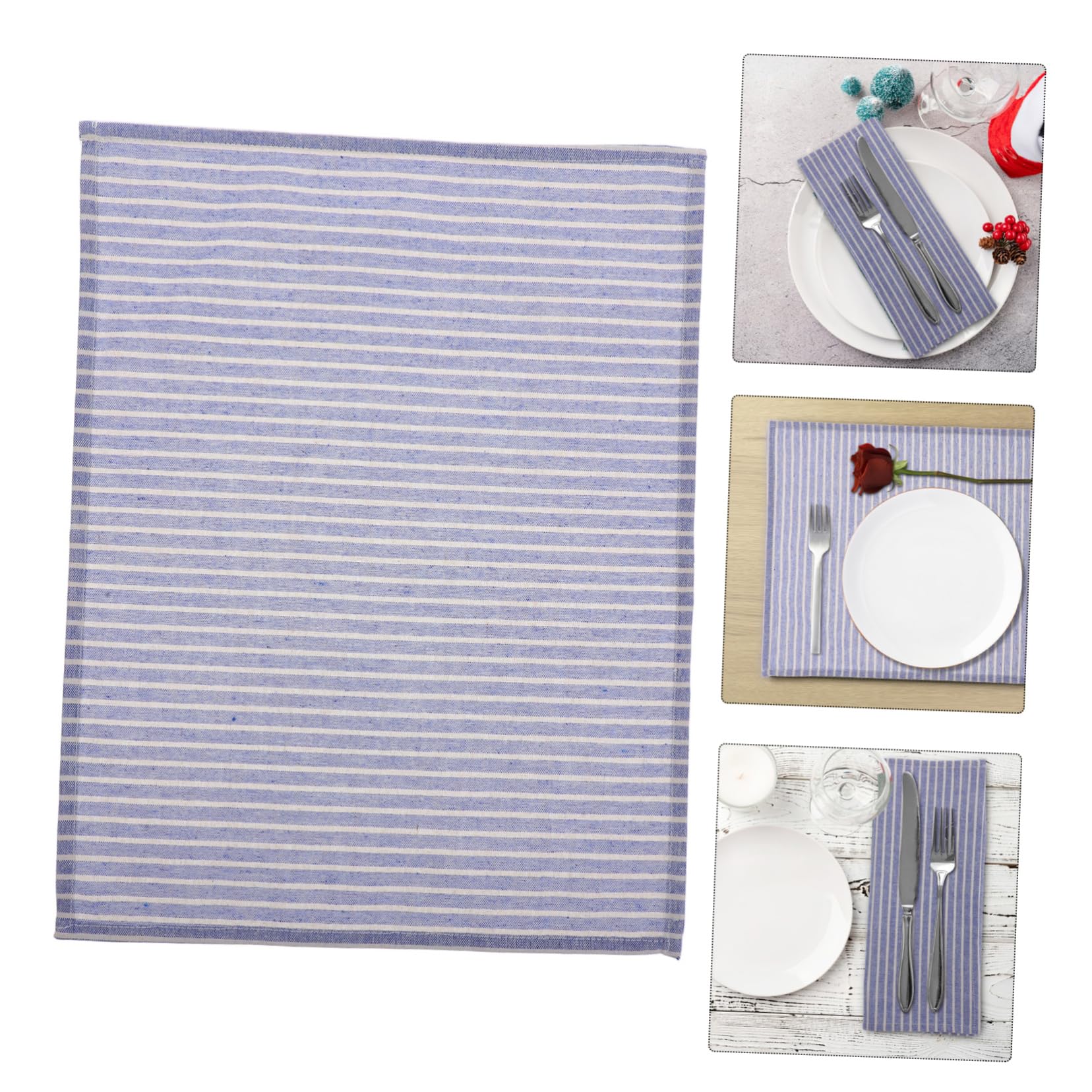 ERINGOGO 12 Servilletas de Mesa a Rayas, Jute y Algodón-poliéster, Reutilizables, para Decoración de Mesa y Restaurantes