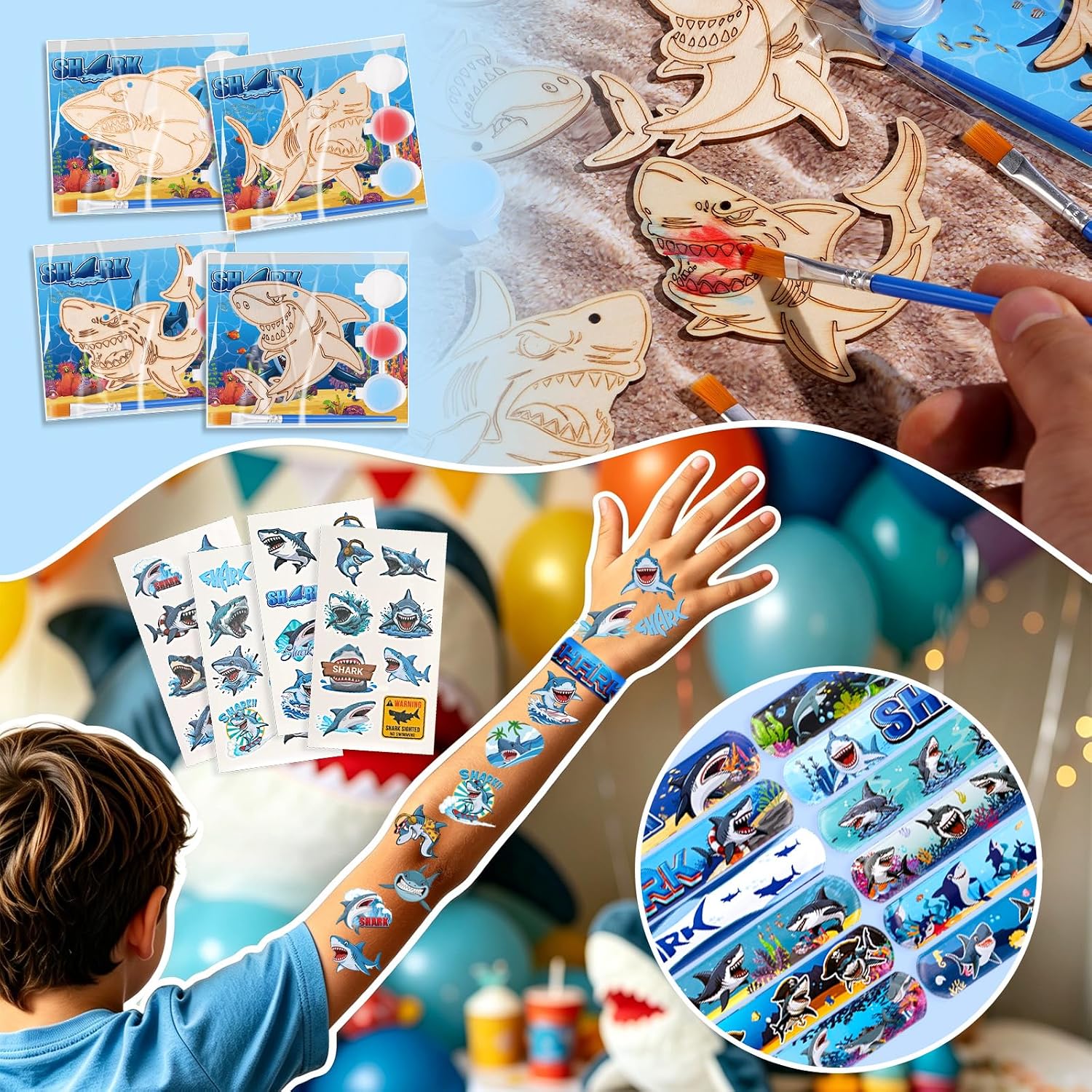 Vanblue 134 Pcs Shark Party Favors Birthday Decorations Supplies for Kids image 4