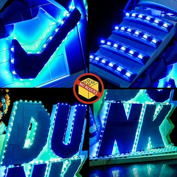 Kit d'éclairage à distance compatible avec Lego Nike Dunk x L'EGO Set 43008 (pas de modèle), kit d'éclairage LED compatible avec Lego 43008 Nike Dunk x Set de jouets créatifs - 5